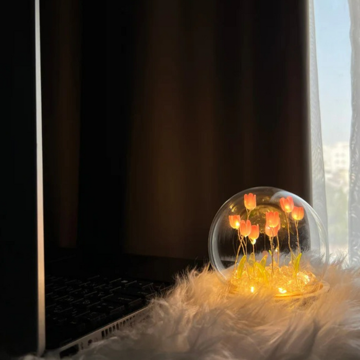 Glass Dome Tulip Lamp