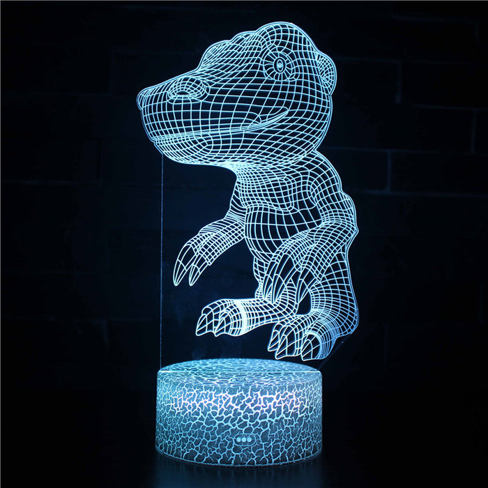 Realistic Small Animated Dinosaur 3D Optical Illusion Lamp