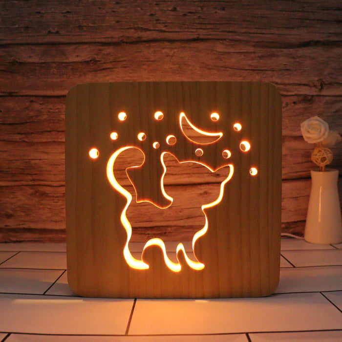 Cat At Night Hallow Carving Lamp