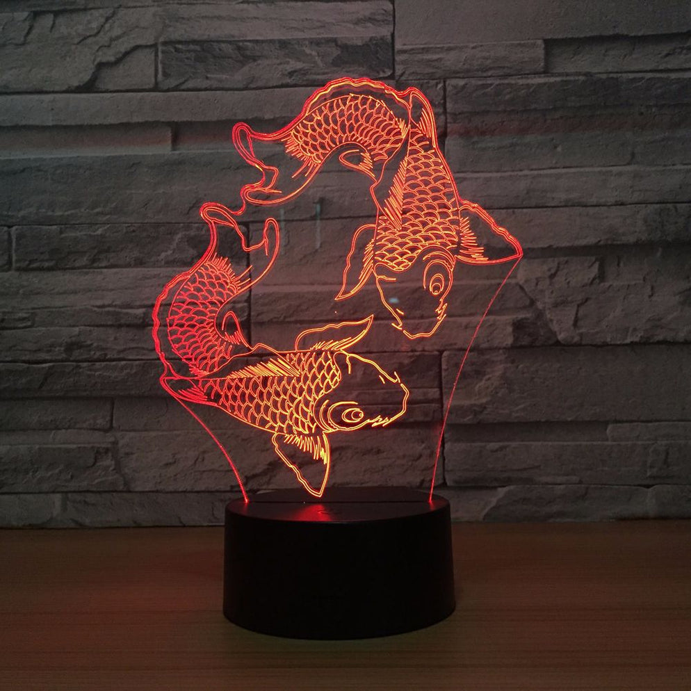 Adorable Fishes 3D Optical Illusion Lamp — 3D Optical Lamp